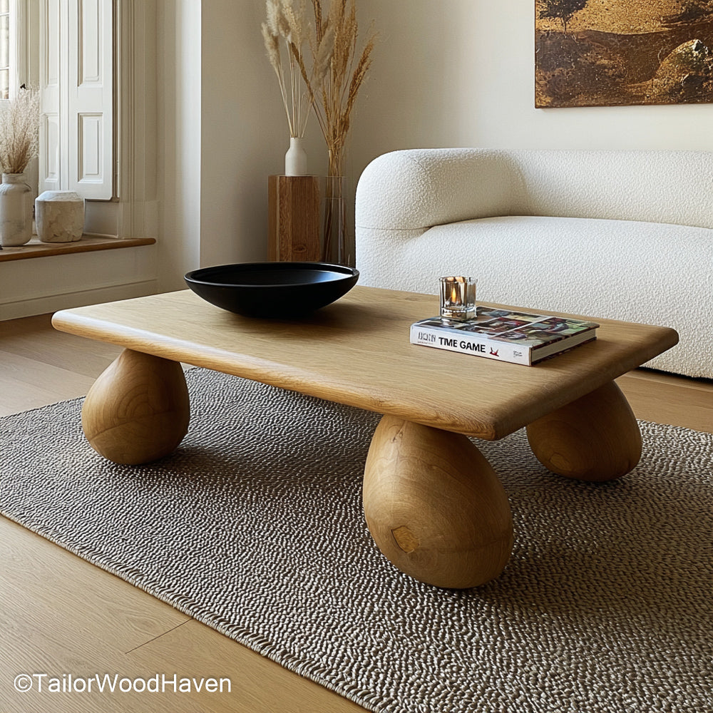 Natural Wood Coffee Table Modern Live Edge Coffee Table with Minimalist Style and Natural Wood Grain for Contemporary Homes