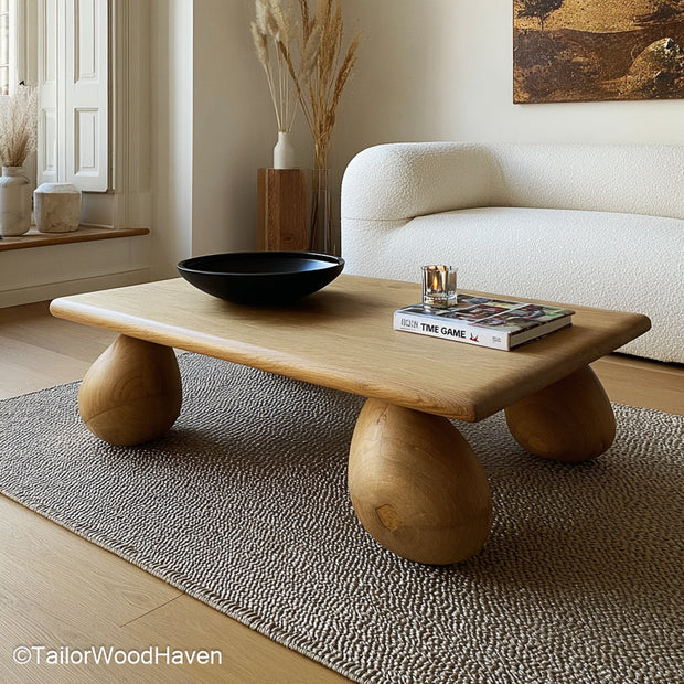 Natural Wood Coffee Table Modern Live Edge Coffee Table with Minimalist Style and Natural Wood Grain for Contemporary Homes