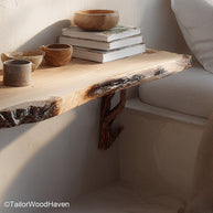 Bedside Wall Mounted Shelf made from hardwood with clean lines and compact form, perfect for minimal or rustic bedroom wall storage