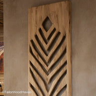 Carved Wall Decor Rustic Handmade Carved Wood Wall Art Panel for Interior Decoration with Traditional Design and Warm Wooden Texture