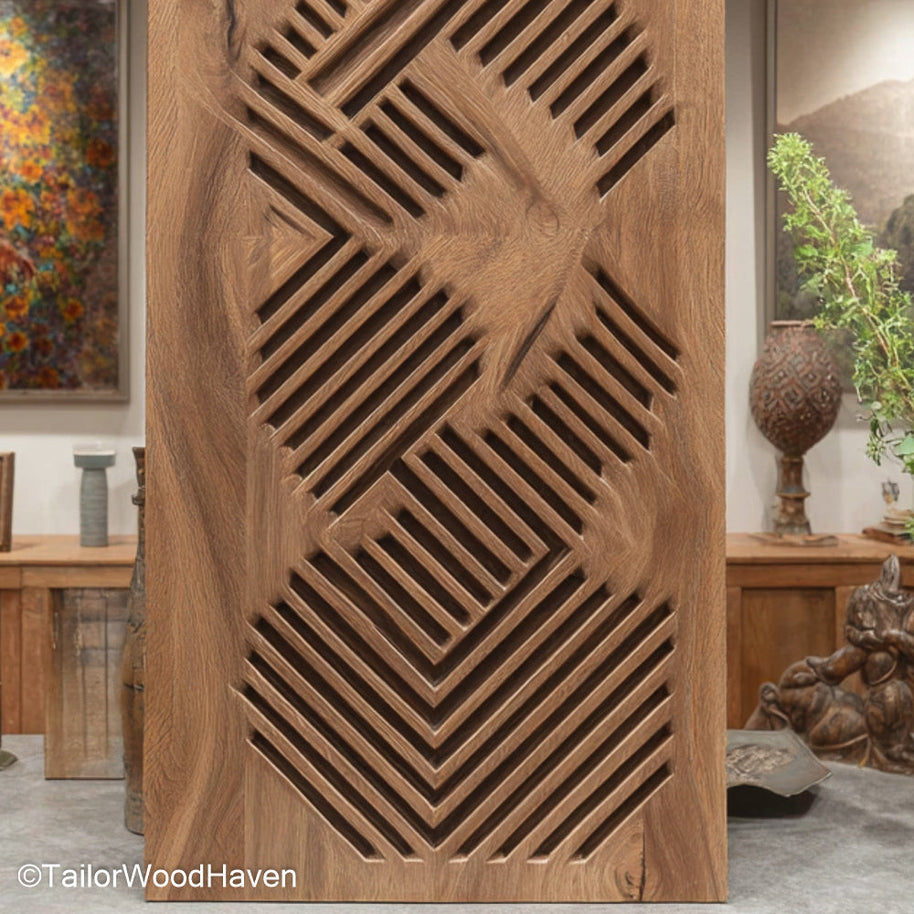 Wooden Decorative Pieces Artisan Carved Wooden Decorative Pieces for Wall Display, Ideal for Adding Texture and Warmth to Hallways or Living Rooms