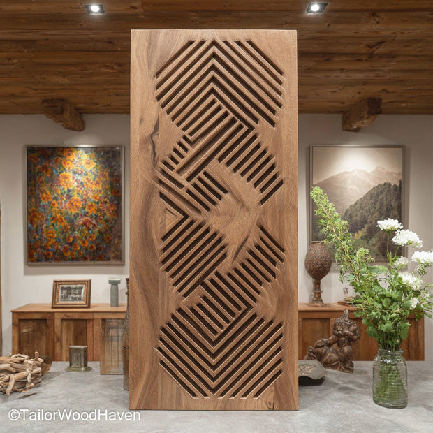 Wooden Decorative Pieces Artisan Carved Wooden Decorative Pieces for Wall Display, Ideal for Adding Texture and Warmth to Hallways or Living Rooms