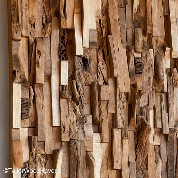 Large Driftwood Wall Decor built from thick, textured driftwood in horizontal or vertical layouts, ideal for filling large entryways or lounge walls