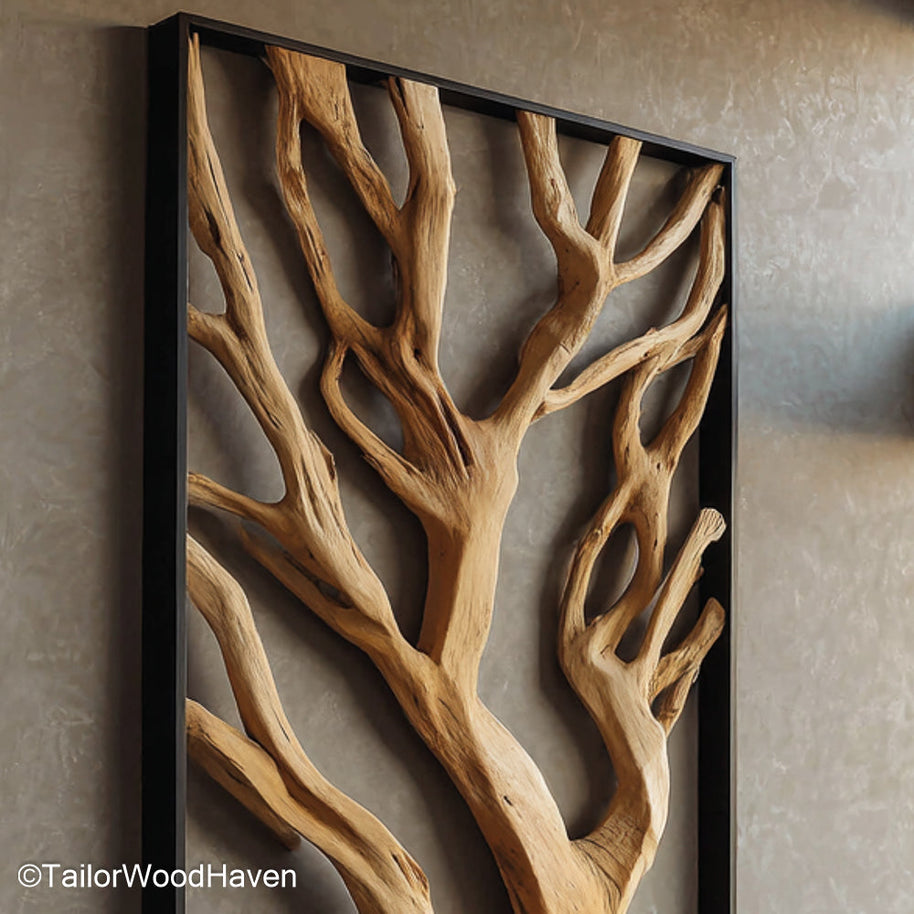 Driftwood Hanging Art suspended from jute or wire and built from real beach wood pieces, offering movement and organic charm for natural wall styling