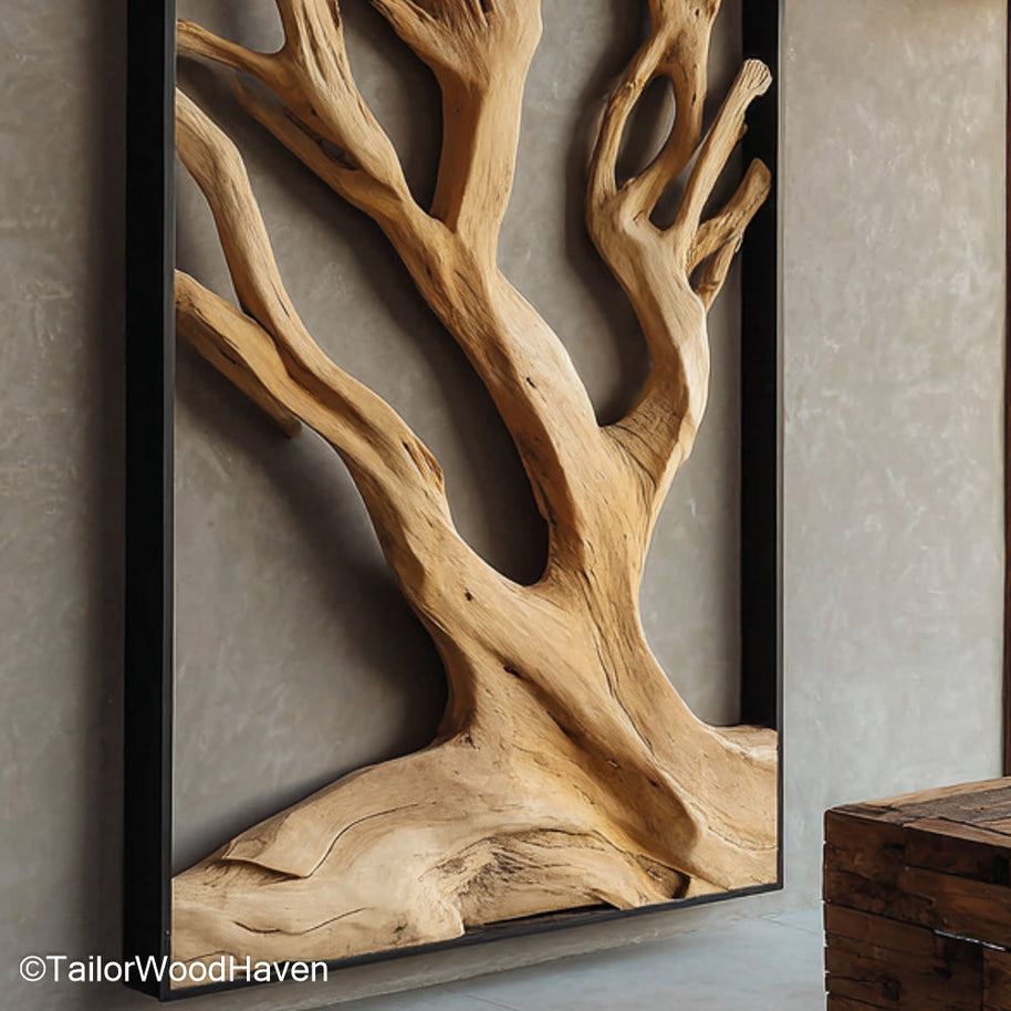 Driftwood Hanging Art suspended from jute or wire and built from real beach wood pieces, offering movement and organic charm for natural wall styling