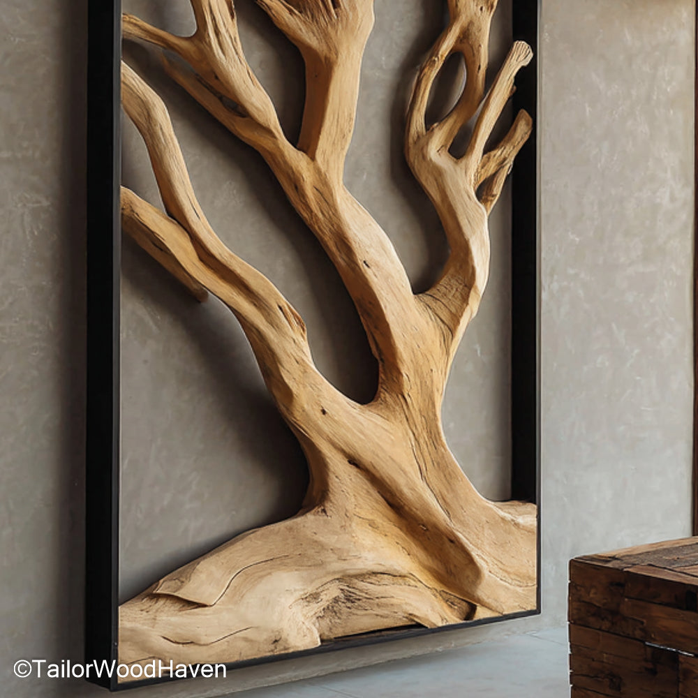 Driftwood Hanging Art suspended from jute or wire and built from real beach wood pieces, offering movement and organic charm for natural wall styling