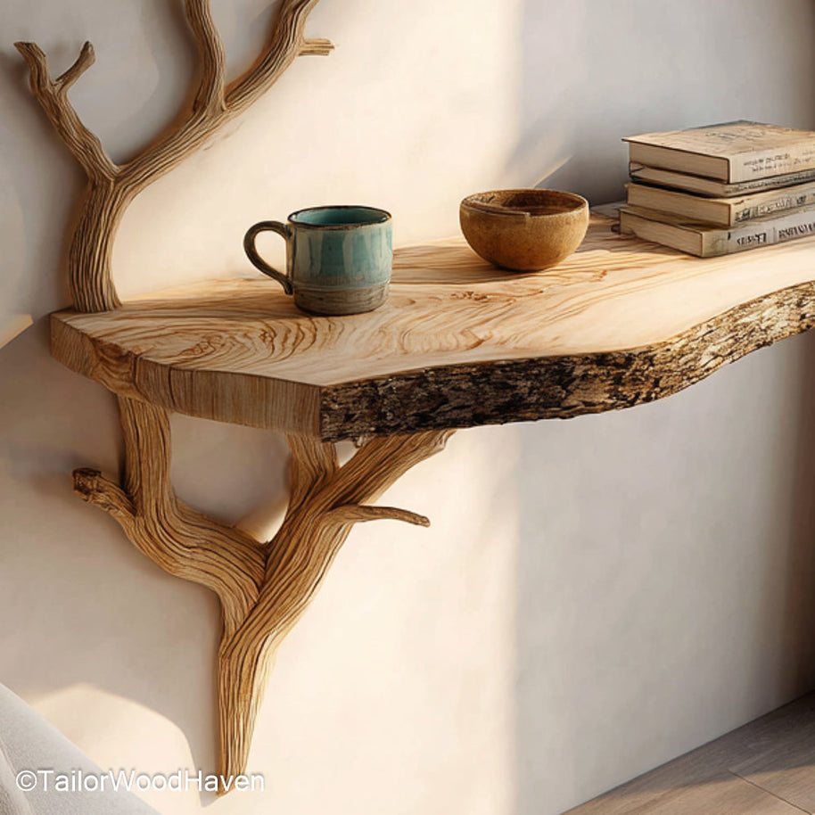 Floating Oak Bedside Table built from natural oak with visible grain and warm tone, ideal for clean, modern bedrooms with a floating wall setup
