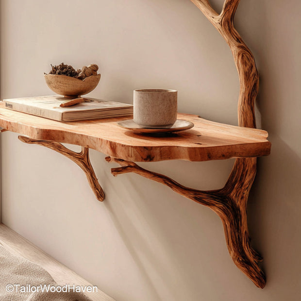 Bedside Table Floating built from hardwood with a simple surface and floating bracket design, perfect for functional wall storage beside any bed
