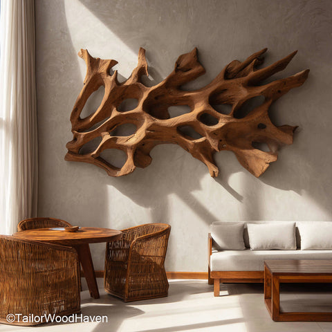 Handmade Wood Wall Decor Wall Mounted Wooden Decor Handmade with Rustic Texture for Warm, Inviting Interiors