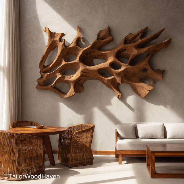 Handmade Wood Wall Decor Wall Mounted Wooden Decor Handmade with Rustic Texture for Warm, Inviting Interiors