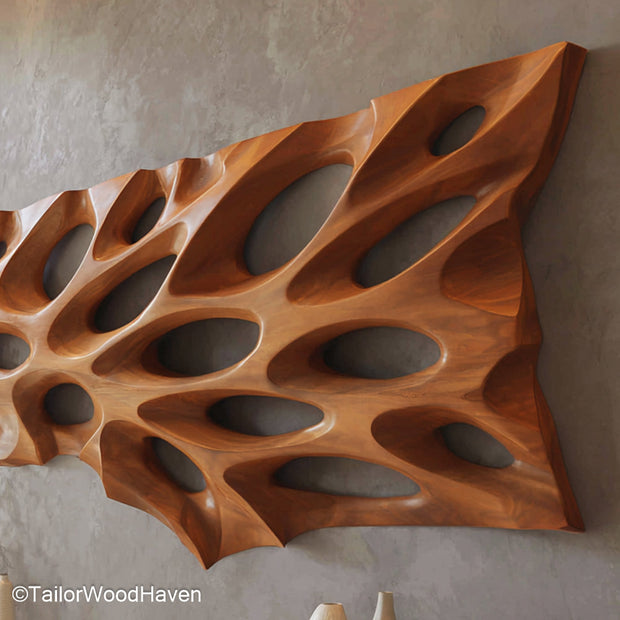 Abstract Wall Art Wood Artistic Wooden Wall Panel Featuring Abstract Shapes and Natural Grain for Contemporary Decor