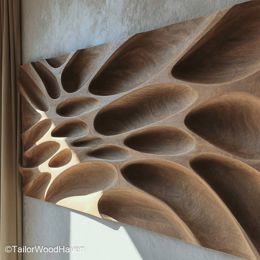 3D Wood Wall Art Layered Wooden Wall Art with Depth and Texture for Modern, Rustic, or Artistic Interior Spaces
