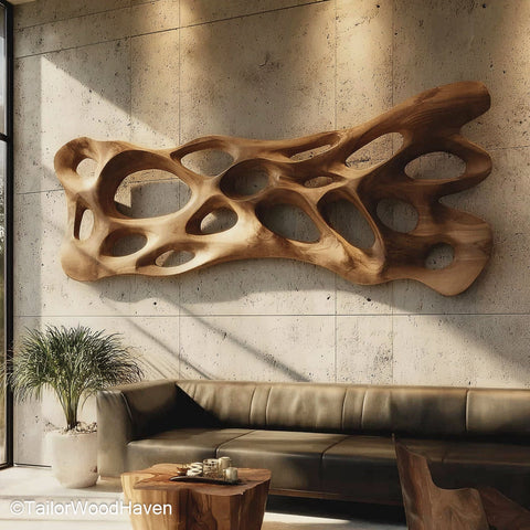 Large Wood Wall Hanging Oversized Hanging Wood Wall Art for Rustic or Modern Interiors