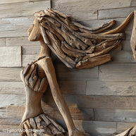 Drift Wood Wall sculpture made from natural ocean-collected driftwood, arranged in a textured wall display perfect for rustic or coastal interiors