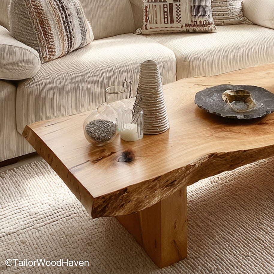 Large Live Edge Coffee Table Oversized Live Edge Coffee Table Crafted from Solid Wood for Spacious Living Rooms