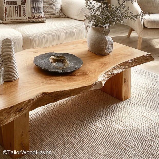 Large Live Edge Coffee Table Oversized Live Edge Coffee Table Crafted from Solid Wood for Spacious Living Rooms