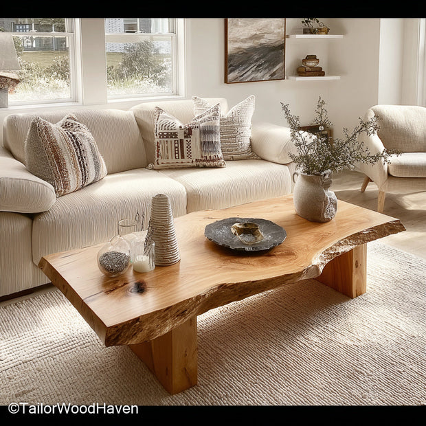 Large Live Edge Coffee Table Oversized Live Edge Coffee Table Crafted from Solid Wood for Spacious Living Rooms