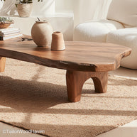 Raw Wood Edge Coffee Table Live Edge Coffee Table Featuring Raw Wood Edges and Organic Shape for Nature Inspired Interiors