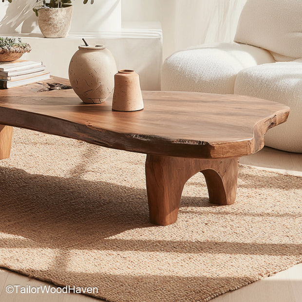 Raw Wood Edge Coffee Table Live Edge Coffee Table Featuring Raw Wood Edges and Organic Shape for Nature Inspired Interiors