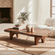 Raw Wood Edge Coffee Table Live Edge Coffee Table Featuring Raw Wood Edges and Organic Shape for Nature Inspired Interiors