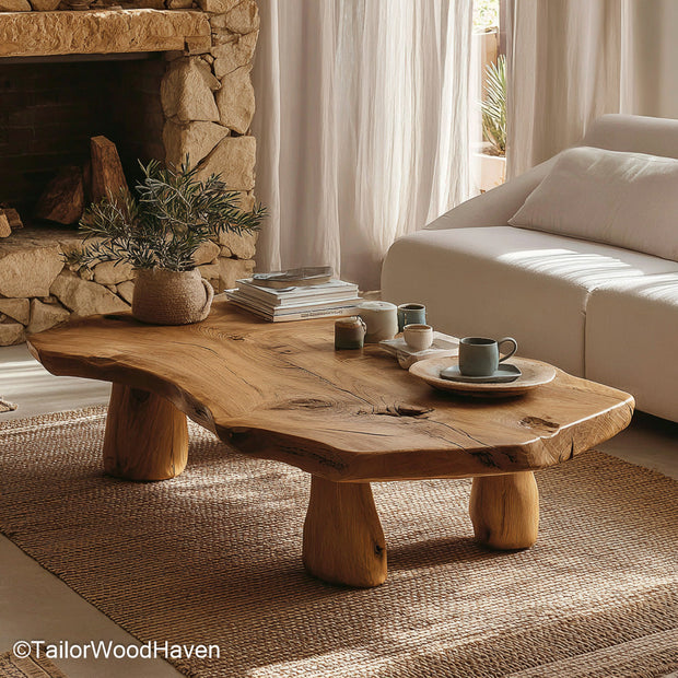 Live Edge Small Coffee Table Compact Live Edge Coffee Table Perfect for Small Spaces, Apartments, or Reading Corners