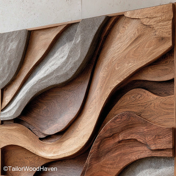 Mid Century Modern Wood Wall Art crafted from solid wood with clean lines and geometric patterns, ideal for vintage, minimalist, or retro inspired interiors