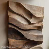 Wood Wall Decor for Bedroom handcrafted from solid wood with natural variation, ideal for adding soft texture and rustic charm to bedroom walls
