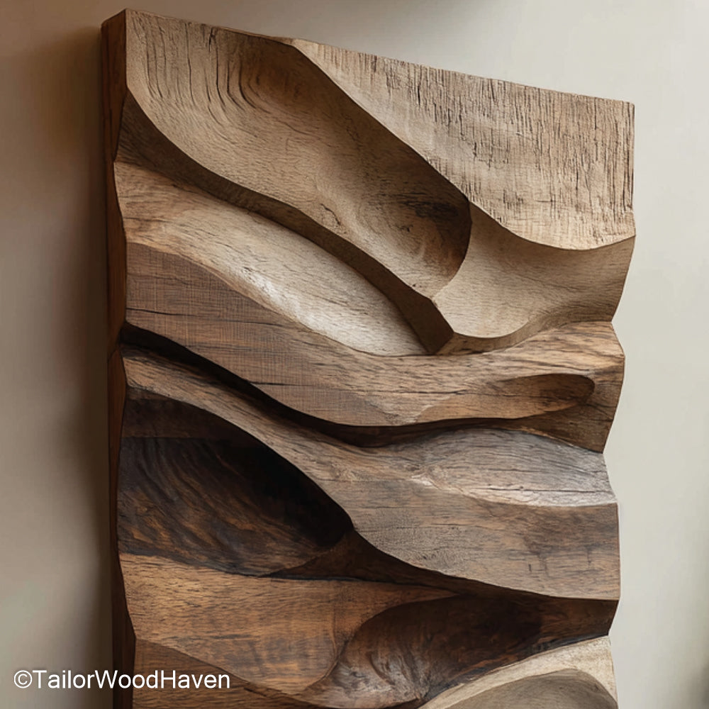 Wood Wall Decor for Bedroom handcrafted from solid wood with natural variation, ideal for adding soft texture and rustic charm to bedroom walls