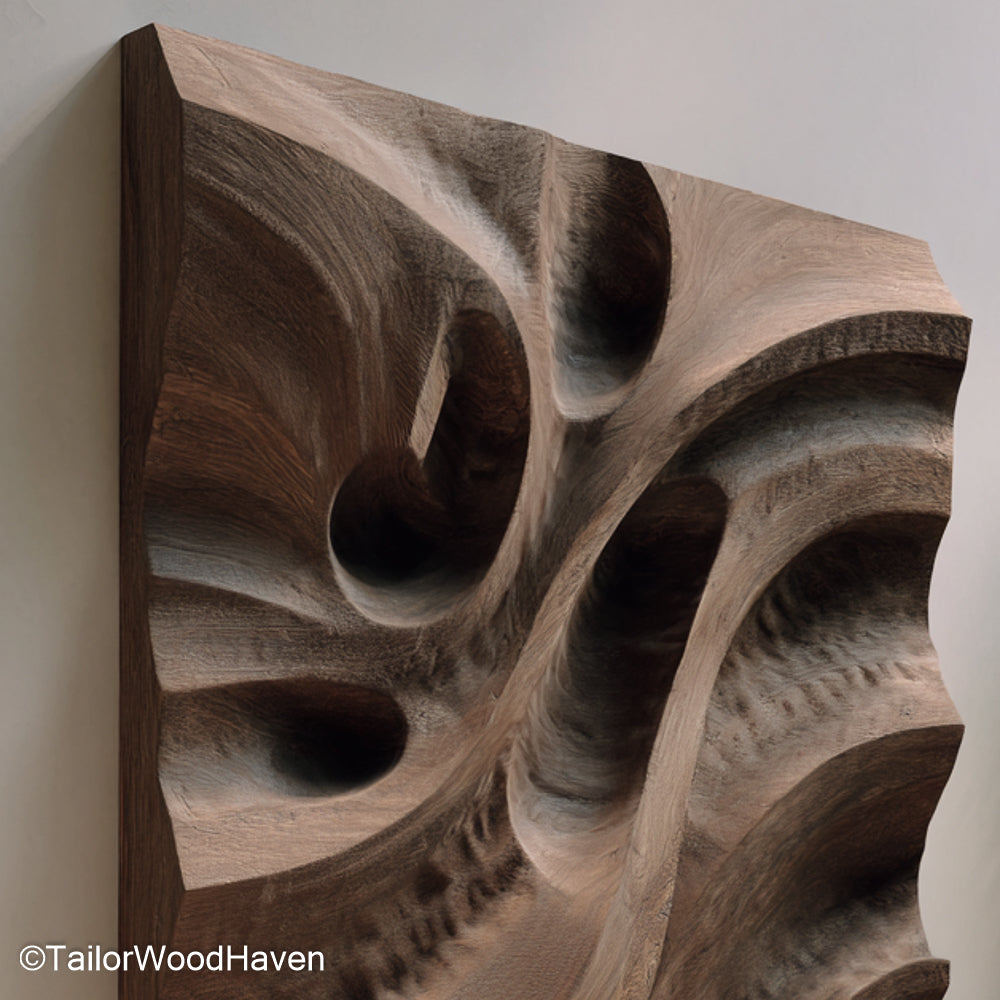 3D Wooden Artwork Handcrafted 3D Wooden Artwork Featuring Layered Carvings and Organic Textures for a Warm, Rustic Wall Accent in Any Room