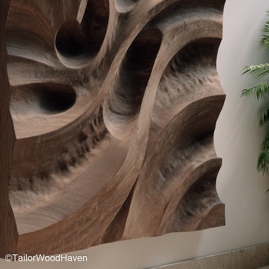 3D Wooden Artwork Handcrafted 3D Wooden Artwork Featuring Layered Carvings and Organic Textures for a Warm, Rustic Wall Accent in Any Room