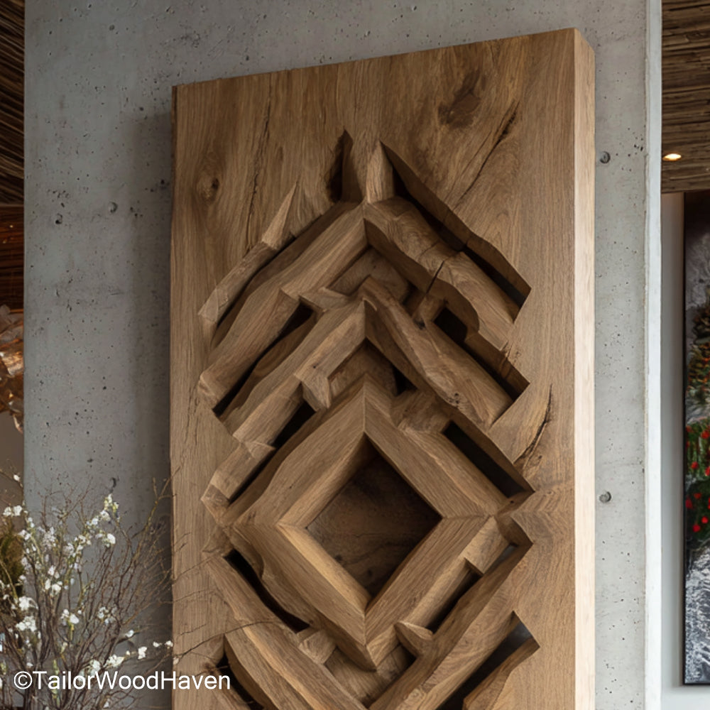 Wood Wall Art for Living Room made from hardwood with detailed grain and artisan finish, designed to bring warmth and texture to everyday interiors