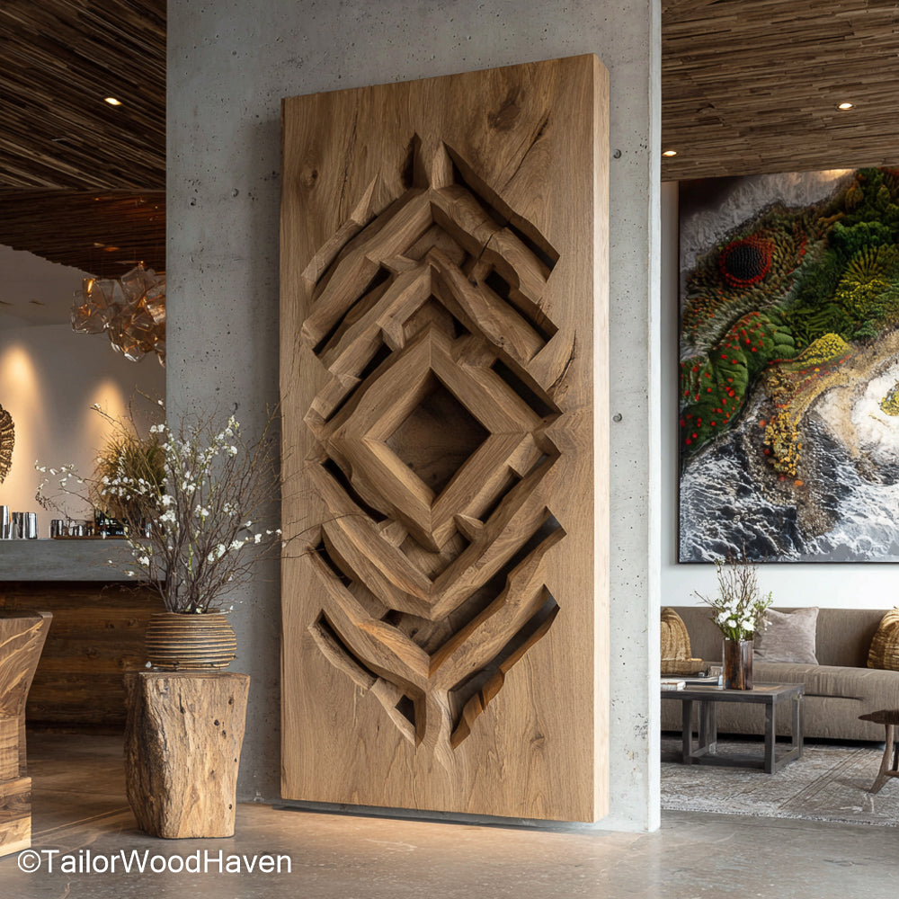 Wood Wall Art for Living Room made from hardwood with detailed grain and artisan finish, designed to bring warmth and texture to everyday interiors
