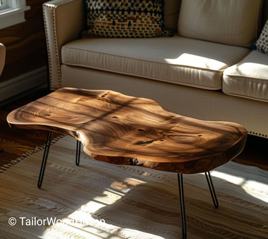 Oval live edge coffee table