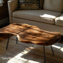 Oval live edge coffee table
