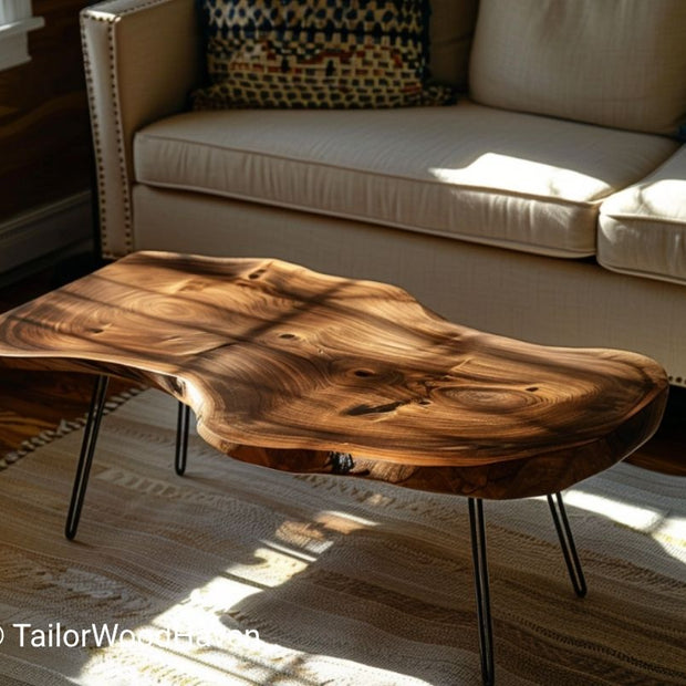 Oval live edge coffee table