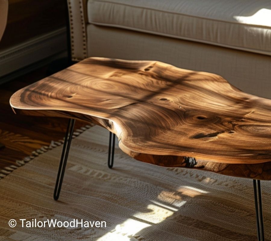 Oval live edge coffee table