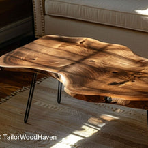 Oval live edge coffee table
