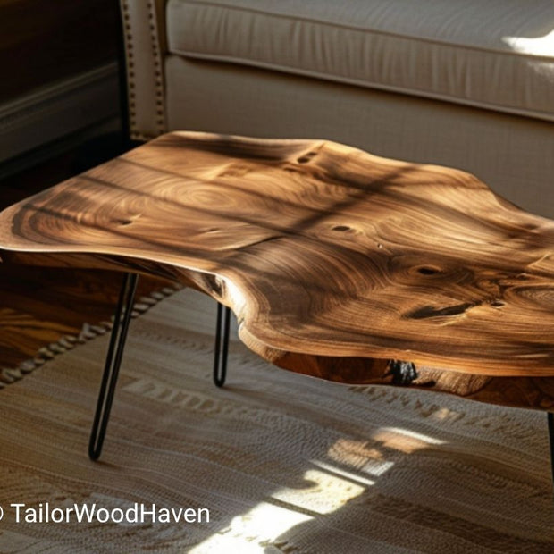 Oval live edge coffee table