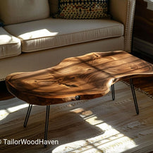 Oval live edge coffee table