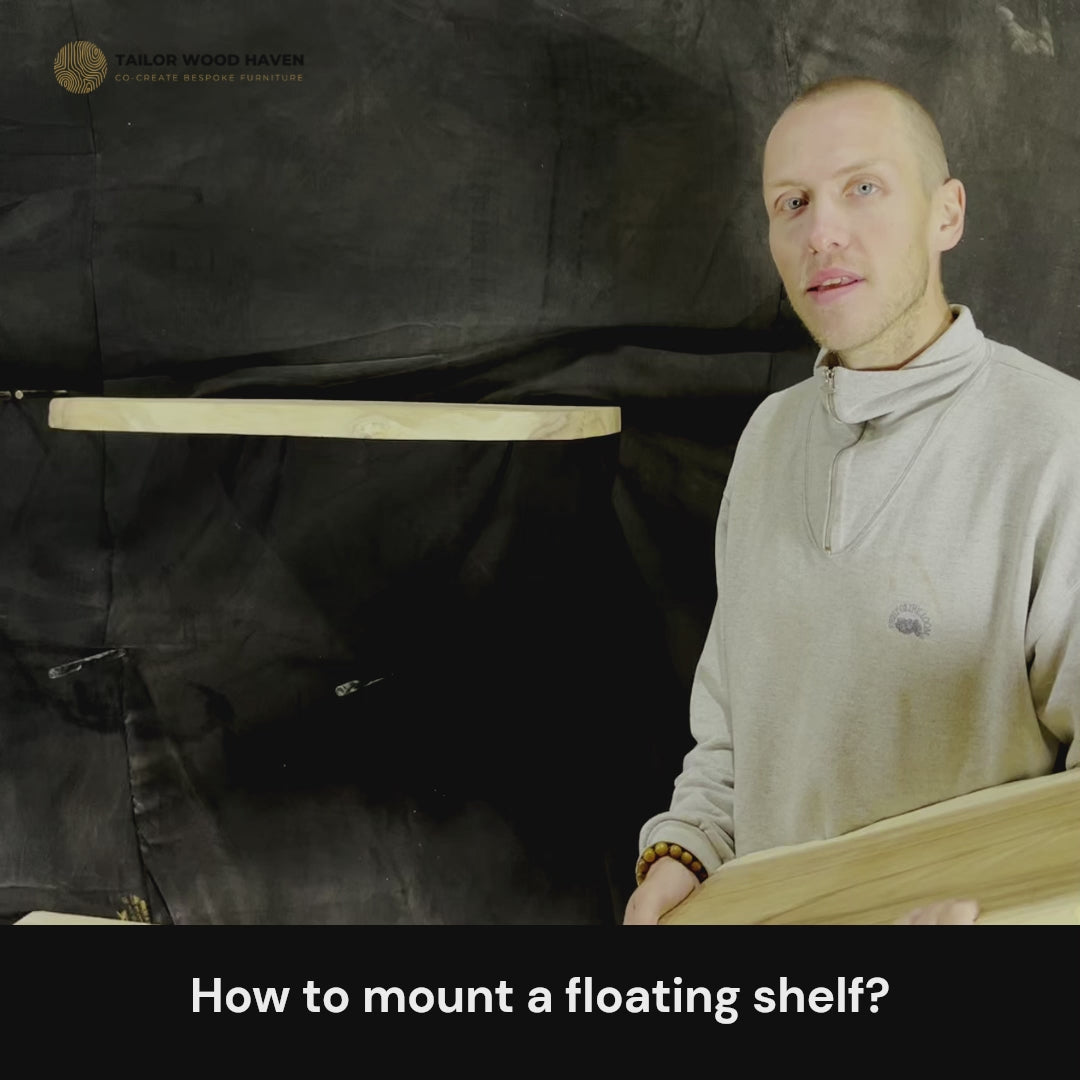 Video: a man explaining how to mount a floating shelf
