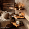 Live edge shelf built from a single raw slab with smooth top and bracket-free support, a versatile piece for minimalist or rustic environments