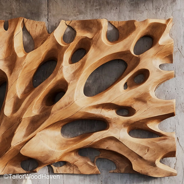 Wood Art Wall Hanging Handcrafted Wooden Wall Hanging with Artistic Design and Natural Grain Patterns