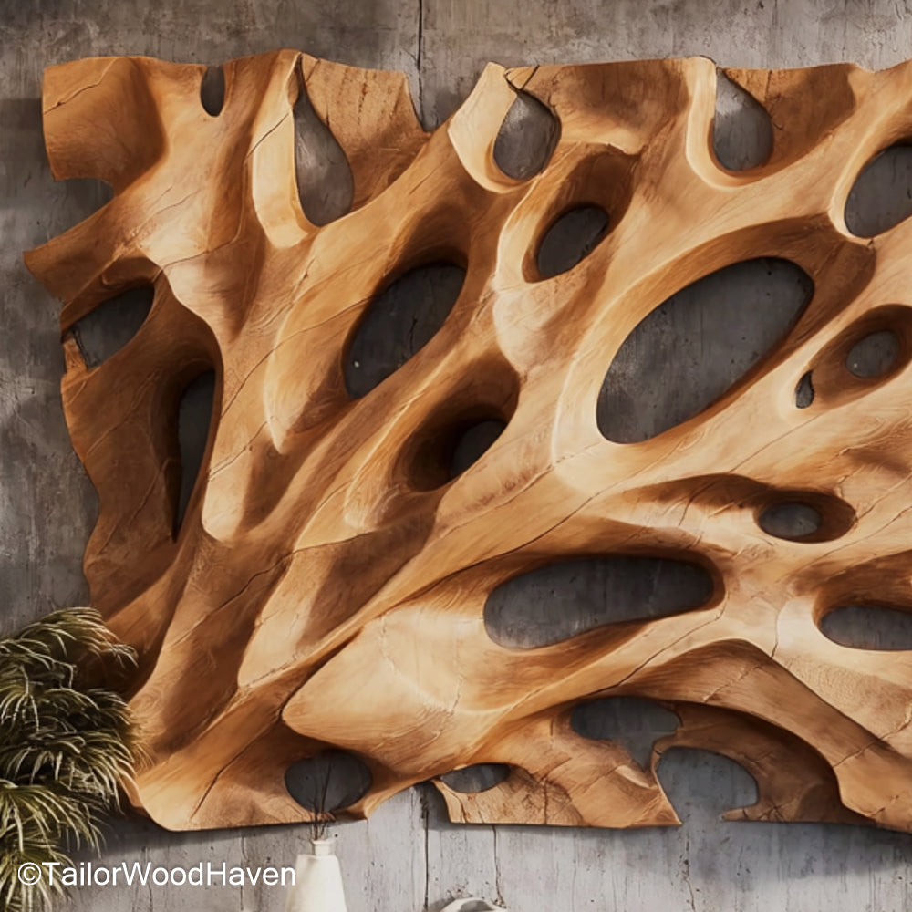 Wood Art Wall Hanging Handcrafted Wooden Wall Hanging with Artistic Design and Natural Grain Patterns