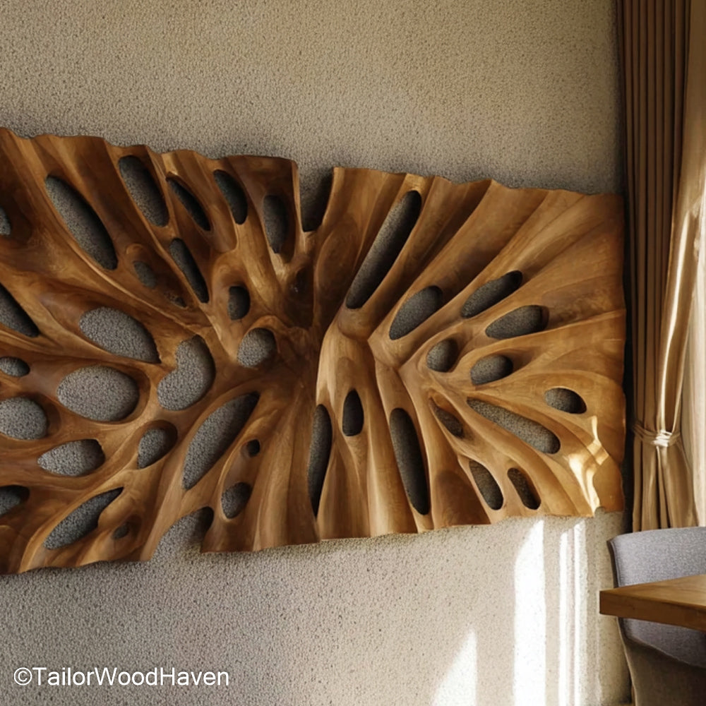 Large Wood Wall Decor Oversized Wooden Wall Decor Crafted from Solid Wood for Statement Rustic or Modern Interiors