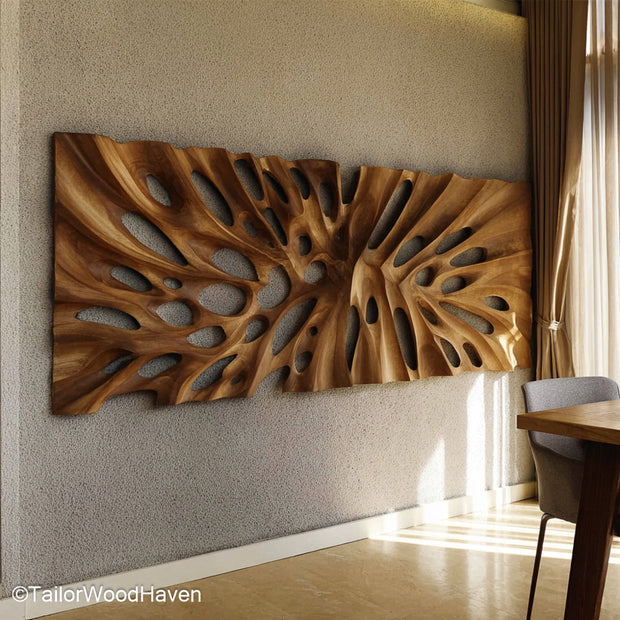 Large Wood Wall Decor Oversized Wooden Wall Decor Crafted from Solid Wood for Statement Rustic or Modern Interiors