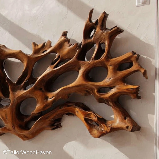 Wall Wood Sculpture Organic Wood Wall Sculpture Handcrafted for Artistic and Rustic Interior Design