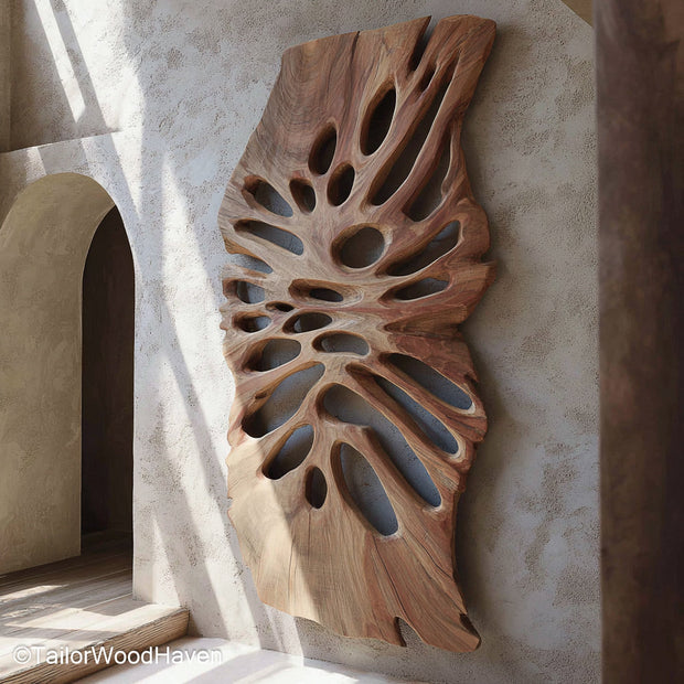 Wood Carved Wall Art Wall Art Made from Solid Wood and Hand Carved with Rustic and Earthy Detailing