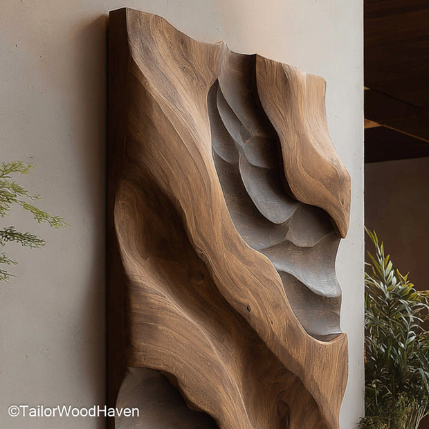 Outdoor Wood Wall Decor made from weather resistant hardwood, ideal for patios, porches, and exterior spaces needing rustic or modern natural accents