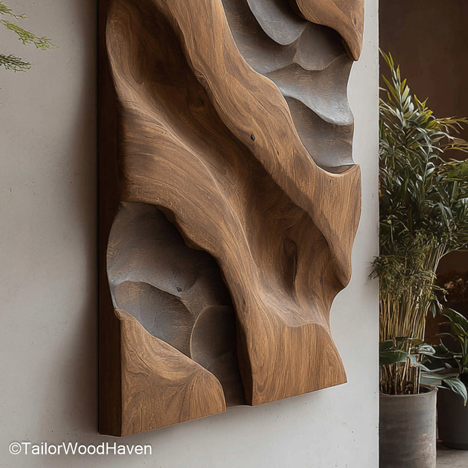 Outdoor Wood Wall Decor made from weather resistant hardwood, ideal for patios, porches, and exterior spaces needing rustic or modern natural accents