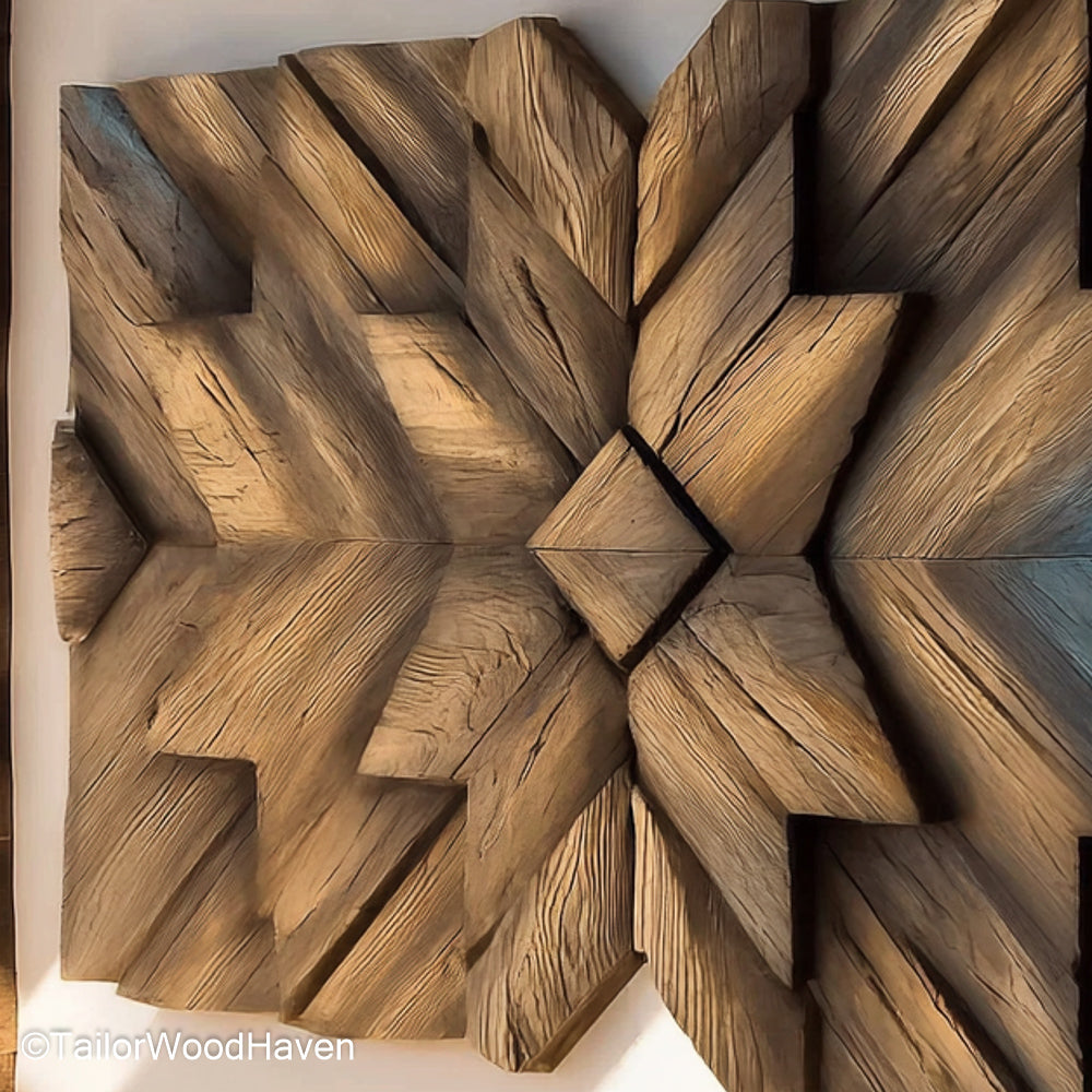 Wood Pallet Art designed from reclaimed wood panels with rich patina and raw edges, perfect for vintage, farmhouse, or industrial themed walls